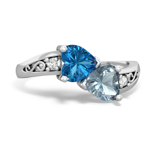 london topaz-aquamarine filligree ring