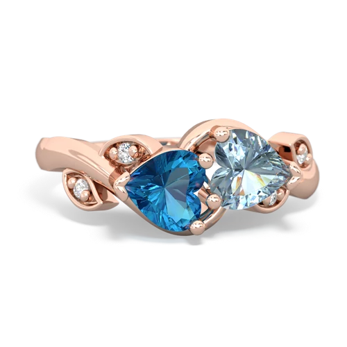 london topaz-aquamarine floral keepsake ring