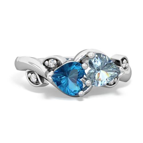 london topaz-aquamarine floral keepsake ring