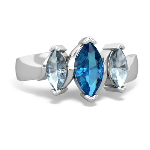 London Topaz Genuine London Blue Topaz with Genuine Aquamarine and Genuine Opal Three Peeks ring Ring