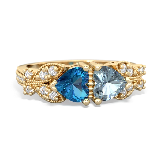 London Topaz Genuine London Blue Topaz with Genuine Aquamarine Diamond Butterflies ring Ring