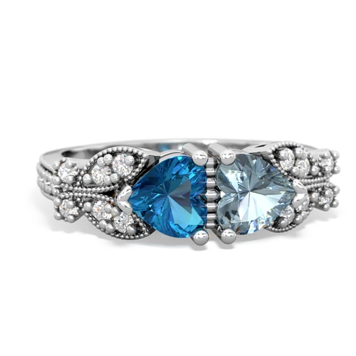 london topaz-aquamarine keepsake butterfly ring