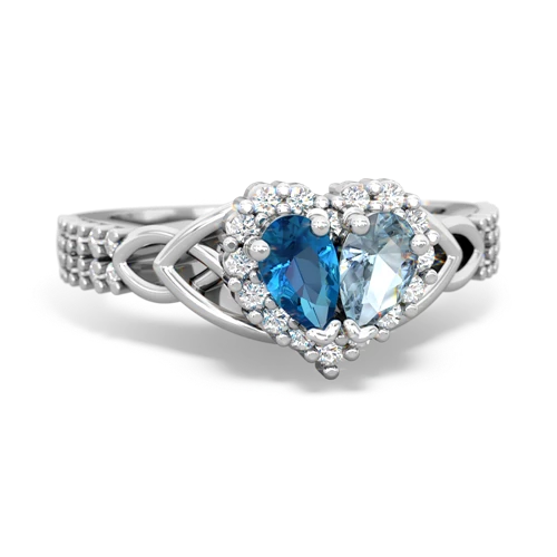 London Topaz Genuine London Blue Topaz with Genuine Aquamarine Celtic Knot Engagement ring Ring