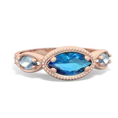 London Topaz Genuine London Blue Topaz with Genuine Aquamarine and  Antique Style Keepsake ring Ring