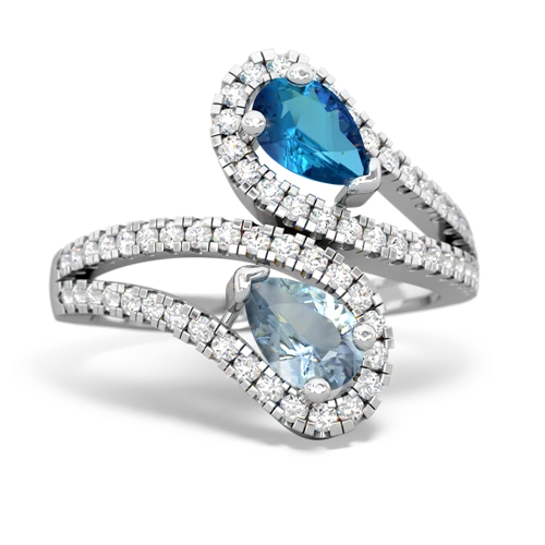 London Topaz Genuine London Blue Topaz with Genuine Aquamarine Diamond Dazzler ring Ring