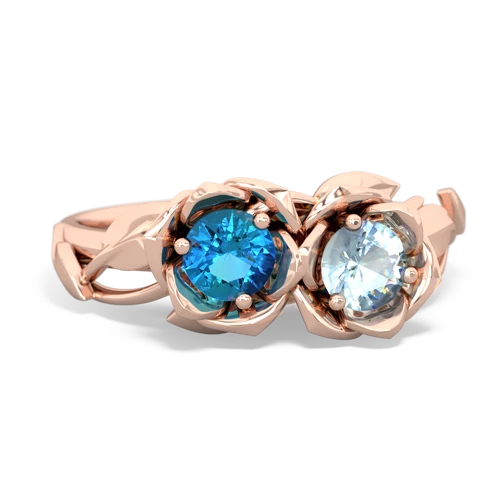 london topaz-aquamarine roses ring