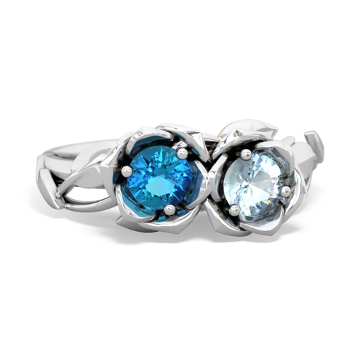 london topaz-aquamarine roses ring