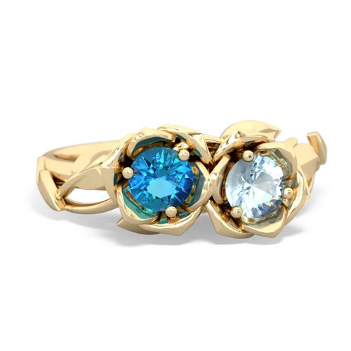 london topaz-aquamarine roses ring