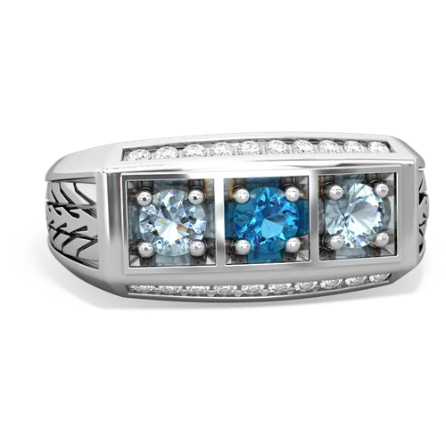 london topaz-aquamarine three stone ring