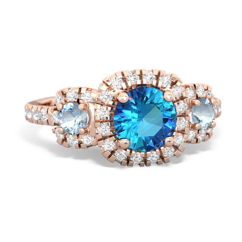 London Topaz Genuine London Blue Topaz with Genuine Aquamarine and Lab Created Pink Sapphire Regal Halo ring Ring