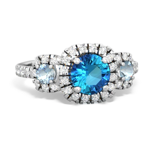 london topaz-aquamarine three stone regal ring