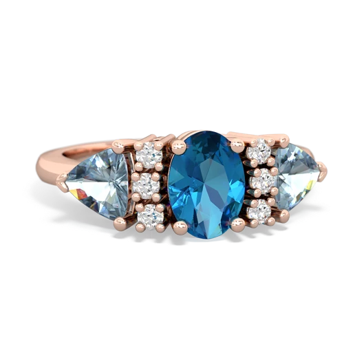 London Topaz Genuine London Blue Topaz with Genuine Aquamarine and Lab Created Pink Sapphire Antique Style Three Stone ring Ring