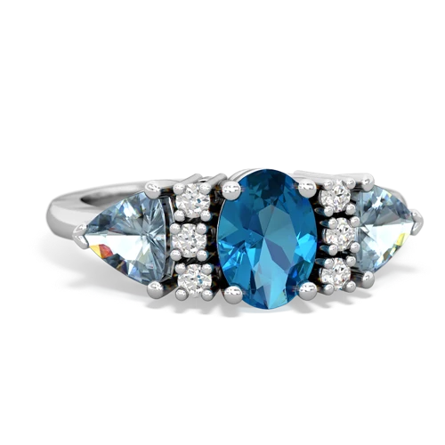 London Topaz Genuine London Blue Topaz with Genuine Aquamarine and  Antique Style Three Stone ring Ring