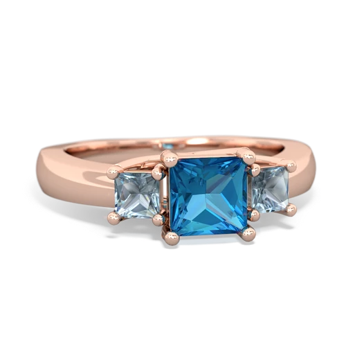 London Topaz Genuine London Blue Topaz with Genuine Aquamarine and Lab Created Pink Sapphire Three Stone Trellis ring Ring