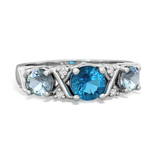 London Topaz Genuine London Blue Topaz with Genuine Aquamarine and  Hugs and Kisses ring Ring