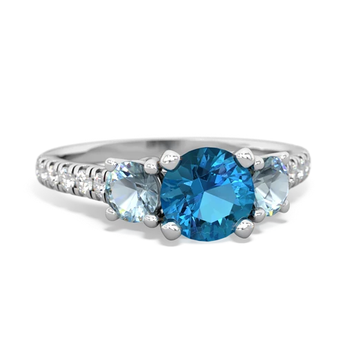 London Topaz Genuine London Blue Topaz with Genuine Aquamarine and Genuine Sapphire Pave Trellis ring Ring