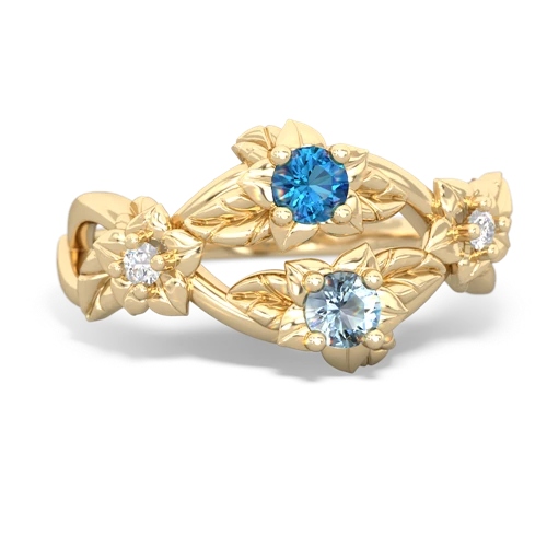 London Topaz Genuine London Blue Topaz with Genuine Aquamarine Sparkling Bouquet ring Ring