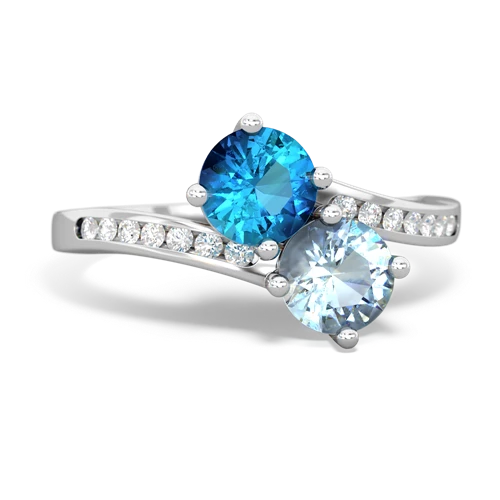 London Topaz Genuine London Blue Topaz with Genuine Aquamarine Keepsake Two Stone ring Ring