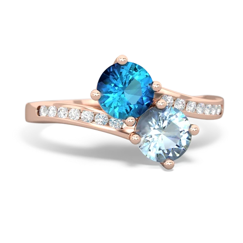 london topaz-aquamarine two stone channel ring