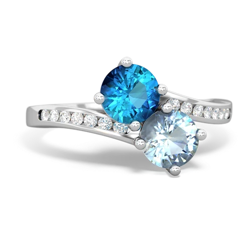 london topaz-aquamarine two stone channel ring