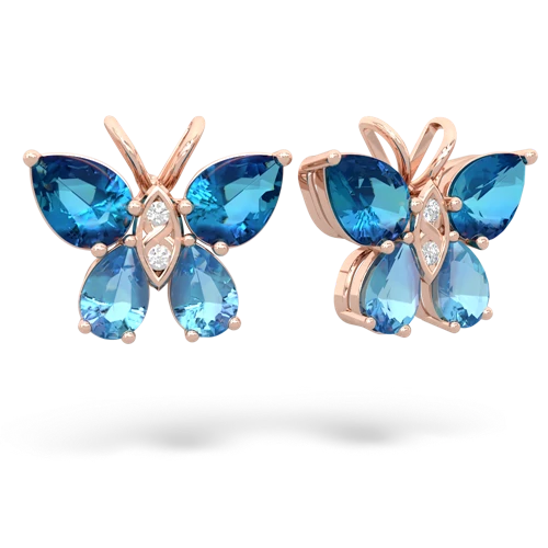 london topaz-blue topaz butterfly earrings