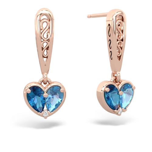 london topaz-blue topaz filligree earrings