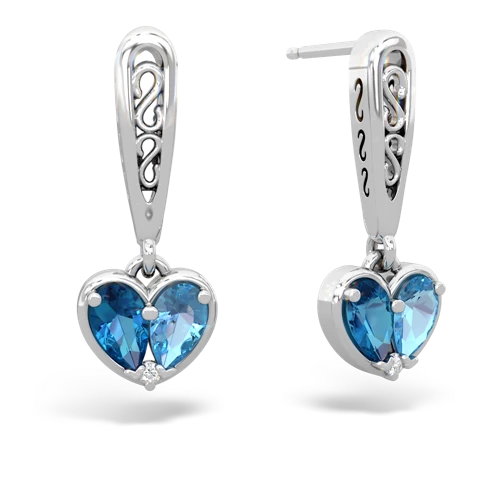 london topaz-blue topaz filligree earrings
