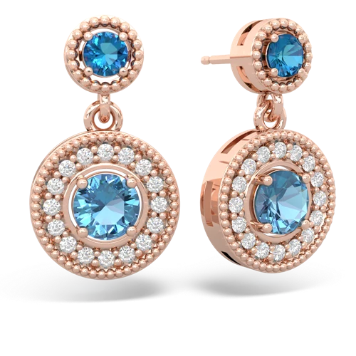 london topaz-blue topaz halo earrings