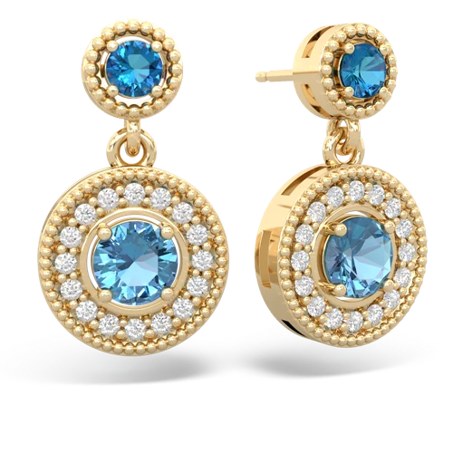 london topaz-blue topaz halo earrings