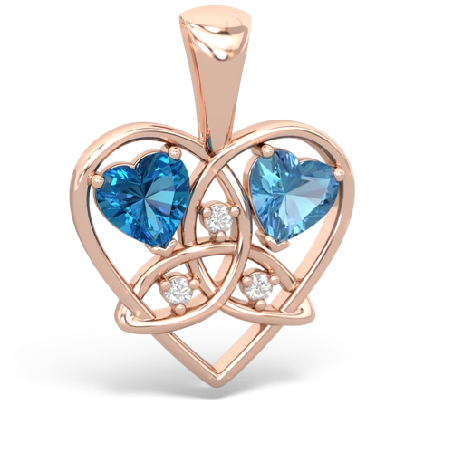 London Topaz Genuine London Blue Topaz with Genuine Swiss Blue Topaz Celtic Trinity Heart pendant Pendant
