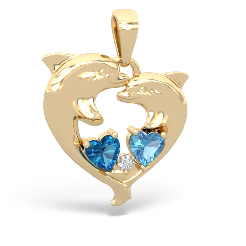 London Topaz Genuine London Blue Topaz with Genuine Swiss Blue Topaz Dolphin Heart pendant Pendant