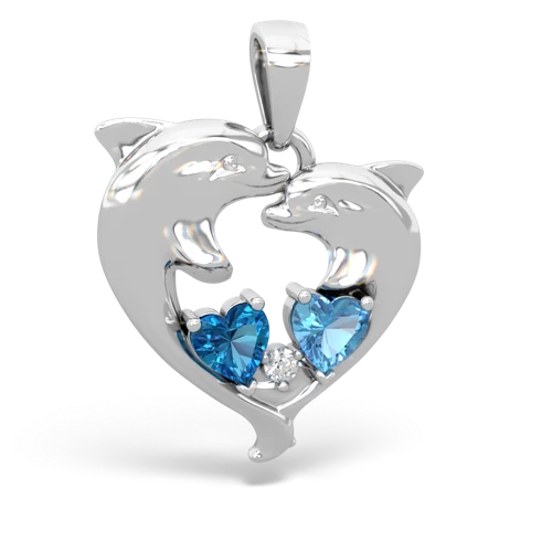 london topaz-blue topaz dolphins pendant
