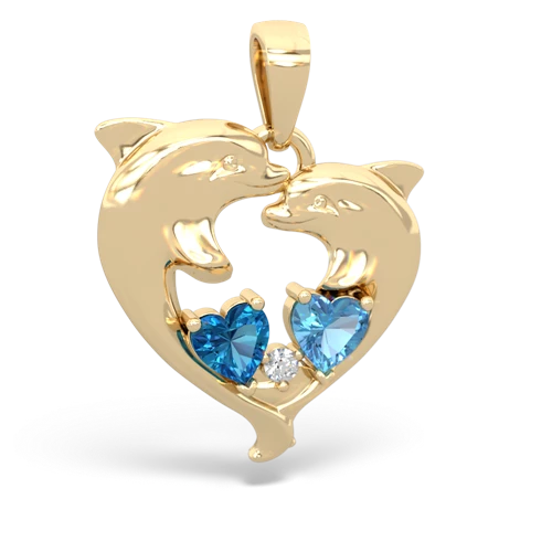 london topaz-blue topaz dolphins pendant