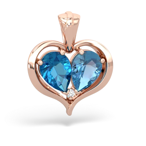 london topaz-blue topaz half heart whole pendant