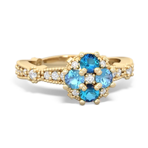 London Topaz Genuine London Blue Topaz with Genuine Swiss Blue Topaz Milgrain Antique Style ring Ring