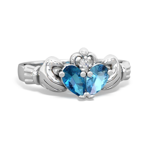 london topaz-blue topaz claddagh ring