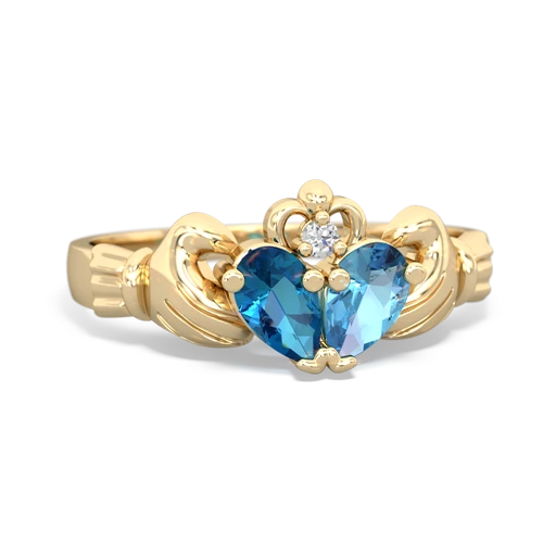 london topaz-blue topaz claddagh ring