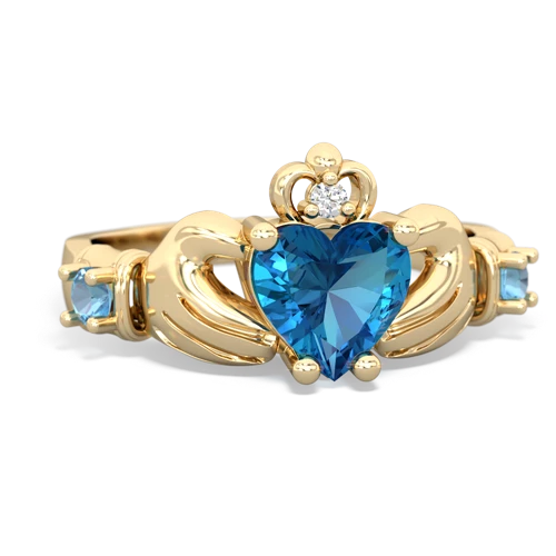 london topaz-blue topaz claddagh ring