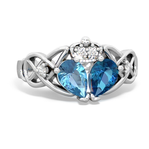 london topaz-blue topaz claddagh ring