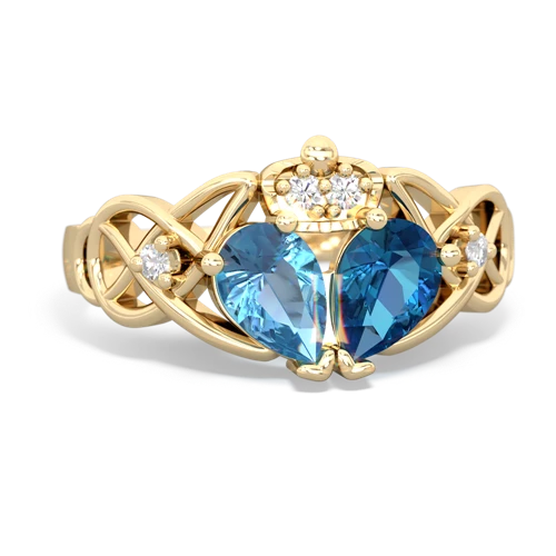 london topaz-blue topaz claddagh ring