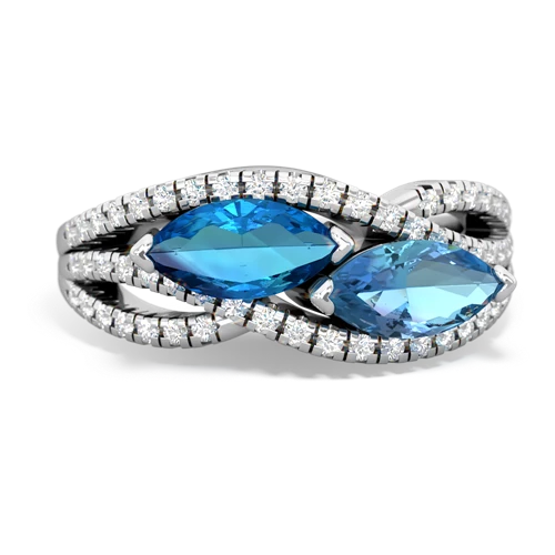 london topaz-blue topaz double heart ring