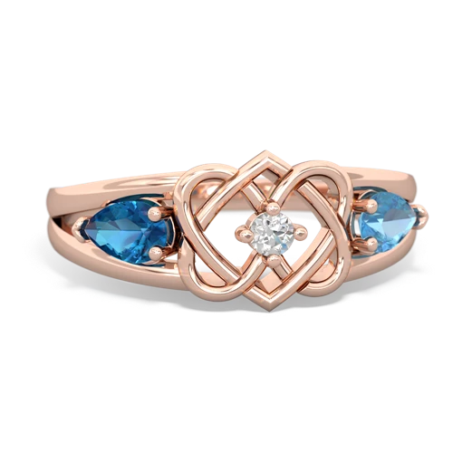 london topaz-blue topaz double heart ring