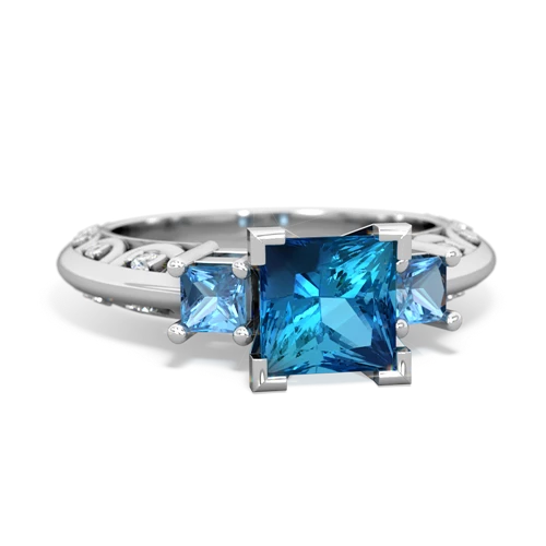 London Topaz Genuine London Blue Topaz with Genuine Swiss Blue Topaz and Lab Created Emerald Art Deco ring Ring