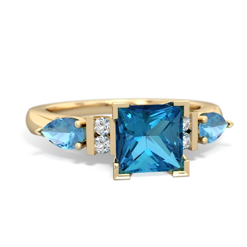 London Topaz Genuine London Blue Topaz with Genuine Swiss Blue Topaz and Lab Created Sapphire Engagement ring Ring