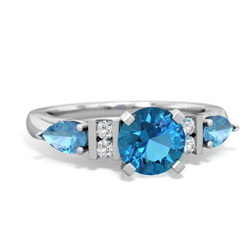 London Topaz Genuine London Blue Topaz with Genuine Swiss Blue Topaz and  Engagement ring Ring