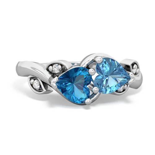 London Topaz Genuine London Blue Topaz with Genuine Swiss Blue Topaz Floral Elegance ring Ring