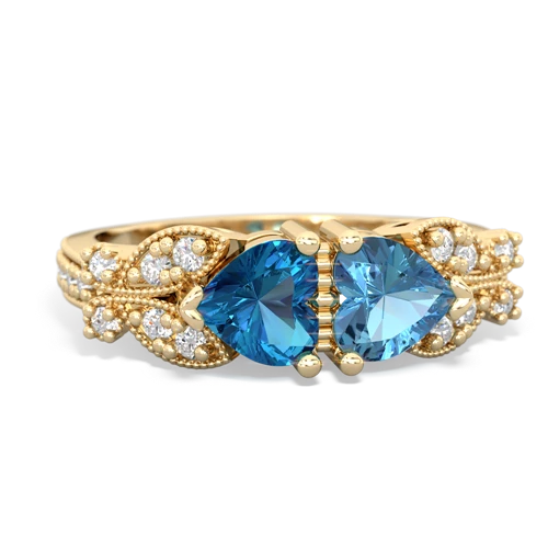 London Topaz Genuine London Blue Topaz with Genuine Swiss Blue Topaz Diamond Butterflies ring Ring