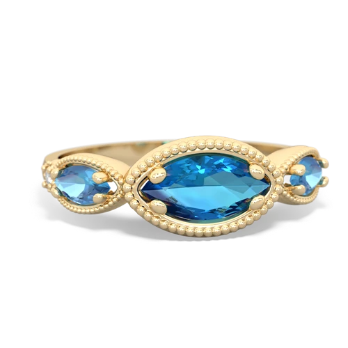 London Topaz Genuine London Blue Topaz with Genuine Swiss Blue Topaz and Lab Created Sapphire Antique Style Keepsake ring Ring