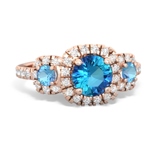 London Topaz Genuine London Blue Topaz with Genuine Swiss Blue Topaz and Lab Created Sapphire Regal Halo ring Ring