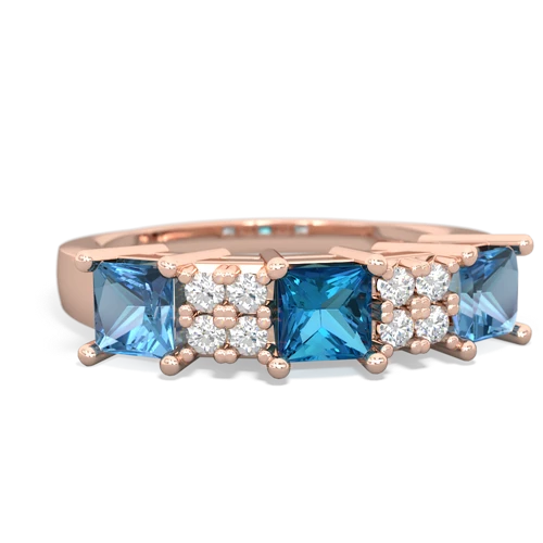 London Topaz Genuine London Blue Topaz with Genuine Swiss Blue Topaz and Lab Created Sapphire Three Stone ring Ring